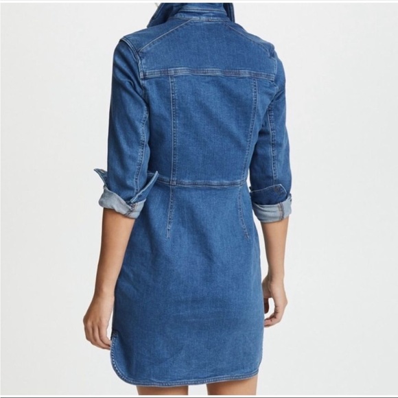 Free People dynamite Denim jeans Long Sleeve MIDI snap front Dress sz M medium - Picture 3 of 7